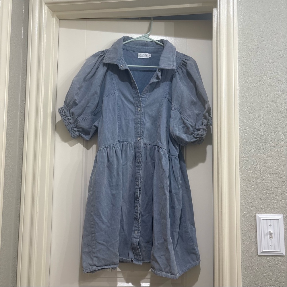 Shop the Mint Blue Denim Button-Up Dress size XL